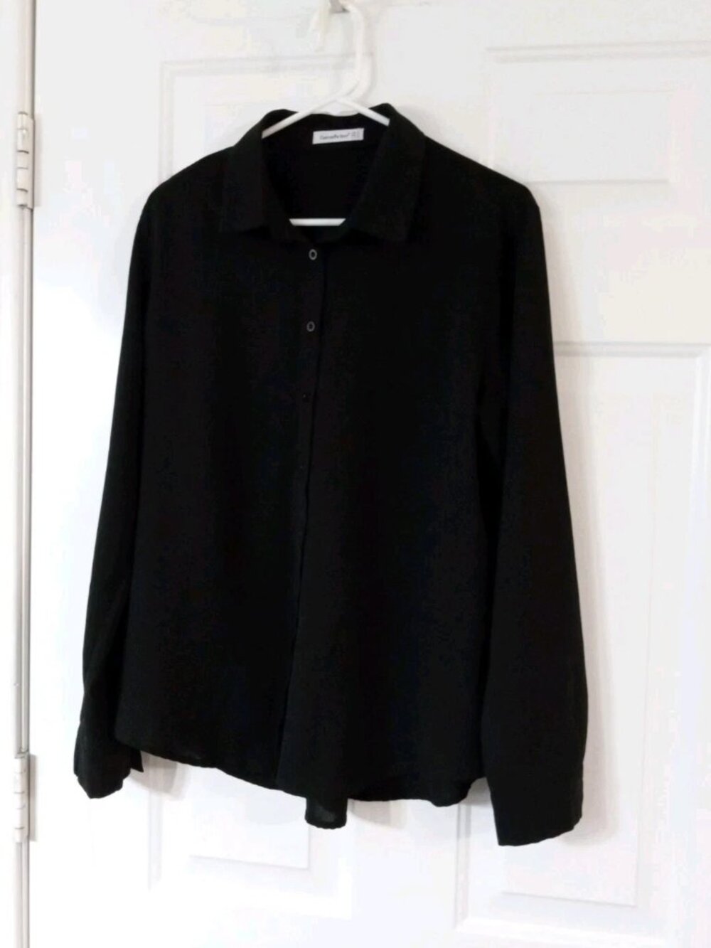 Canton Walker Women's XL Long Sleeve Black Lightweight Button Up Polyester Shirt